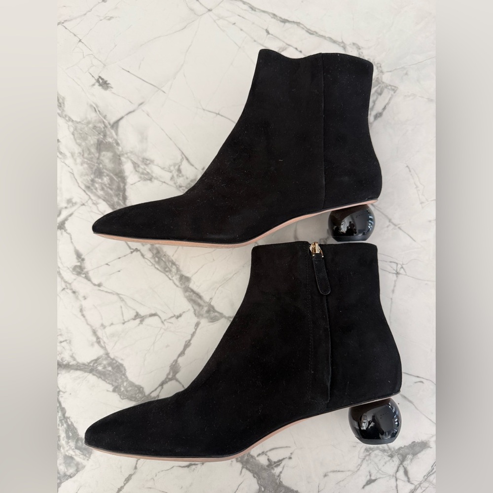 Kate Spade Black Ankle Booties with Unique Heel